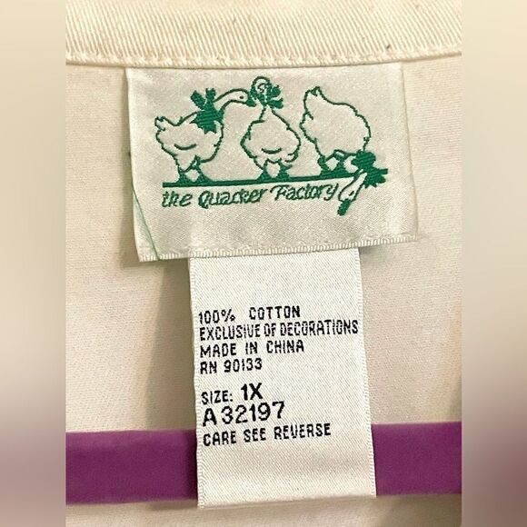 Quacker Factory Women’s Size 1X Patriotic Denim Jacket • White Angel Stars GUC - Picture 3 of 3